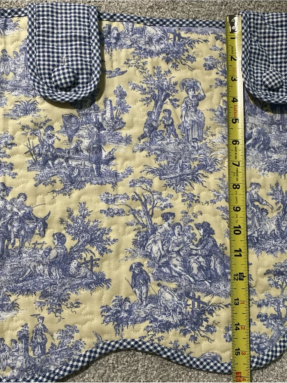 Vintage Waverly Country Life Quilted Toile Valance Button Tab Scalloped